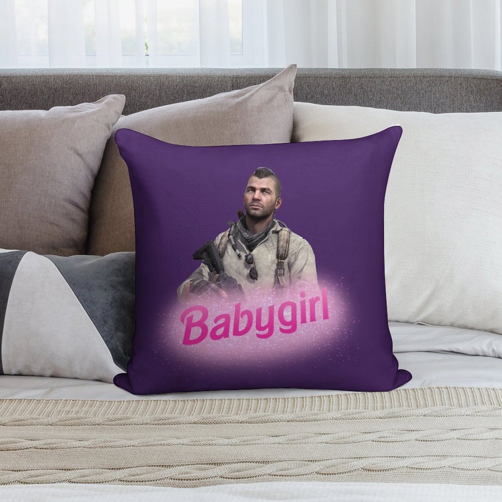 John Soap Mactavish Babygirl Soft Durable Construction Throw Pillow
