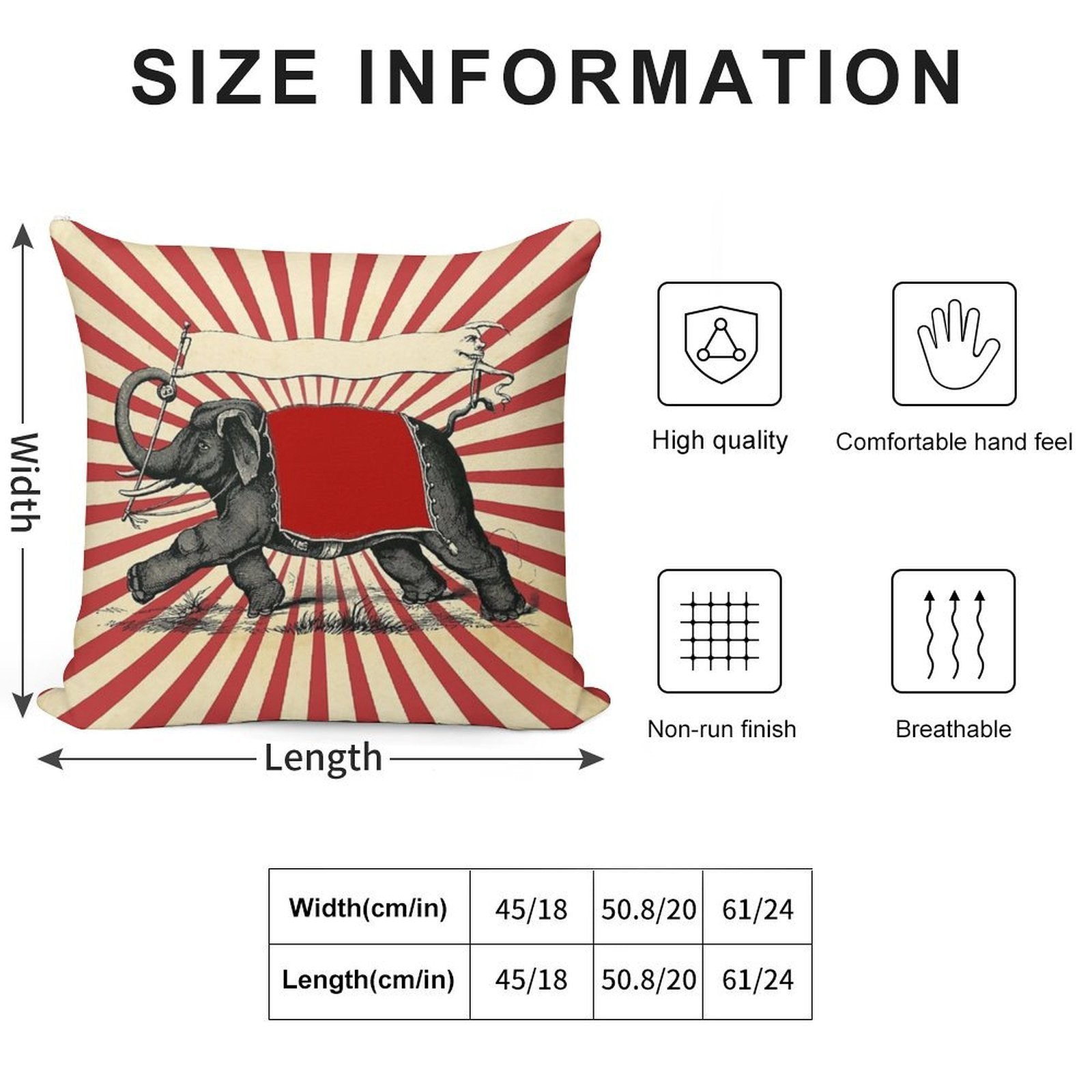 Circus Elephant Vintage Poster Pop Wall Street Art Soft Gift Ready Throw Pillow