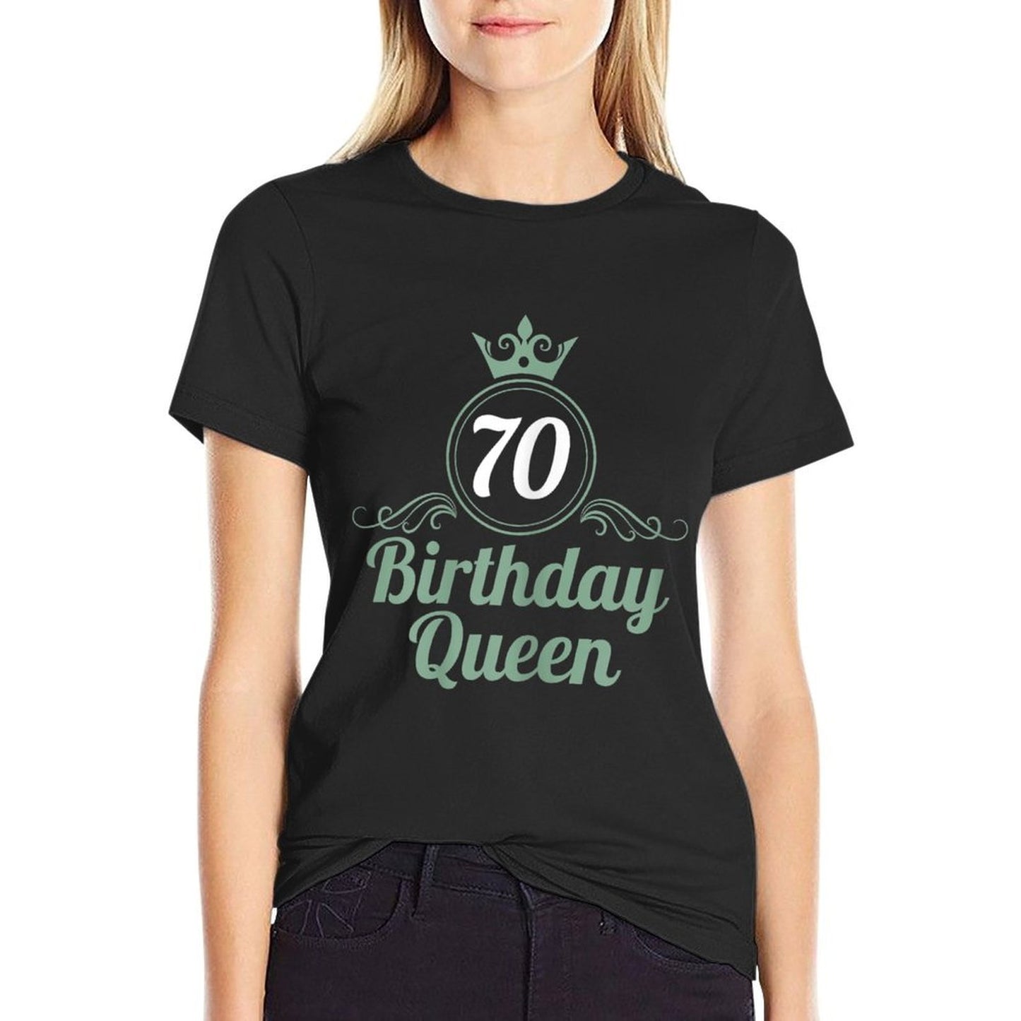 Womens 70 Years Birthday Queen 70 Birthday 70th Birthday Rolled Sleeves T-Shirt