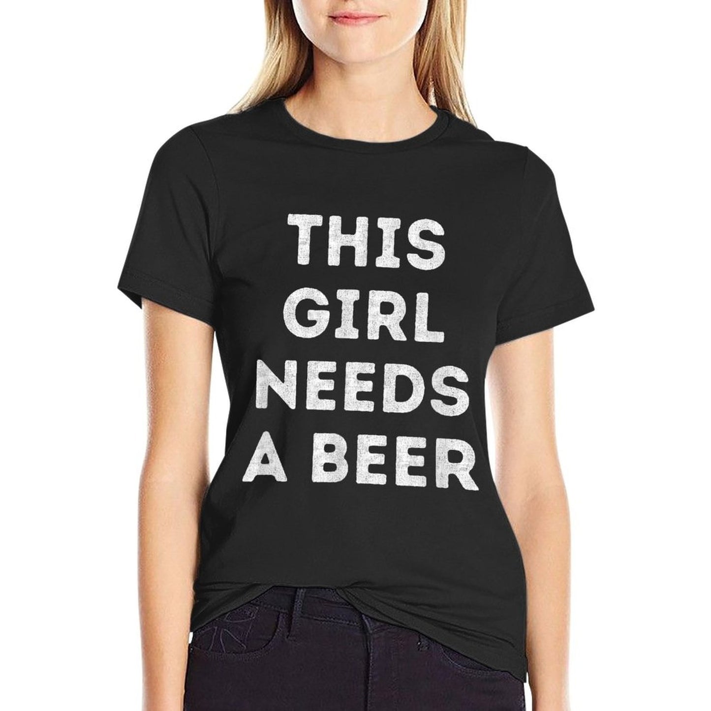 This Girl Needs A Beer Funny Drinking 21st Birthday Slim-fit Cut T-Shirt