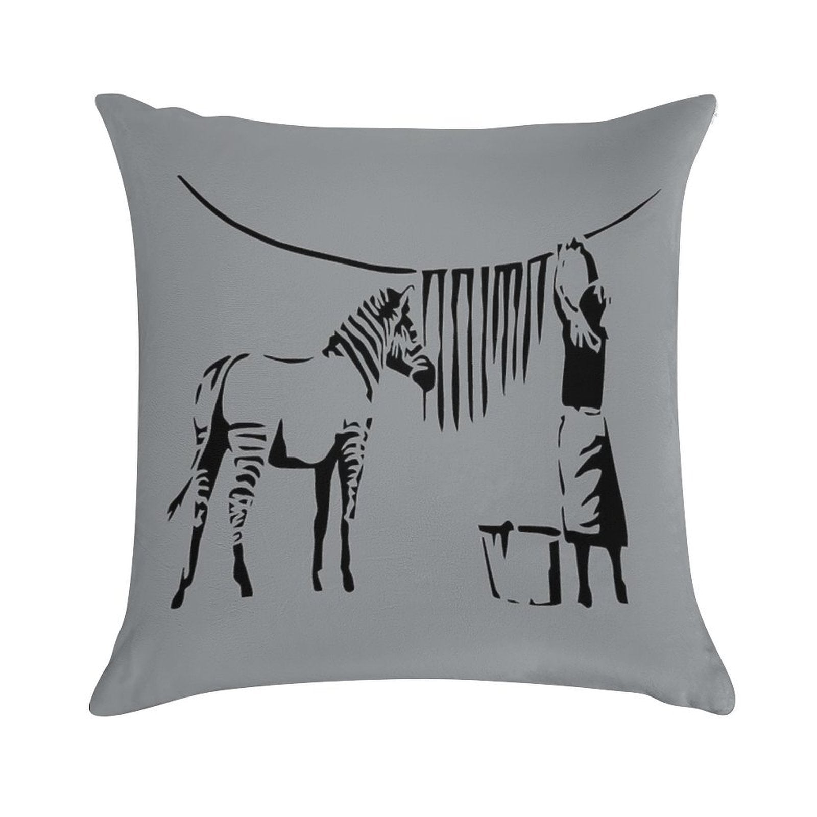 Banksy Zebra Soft Hidden Zipper Throw Pillow