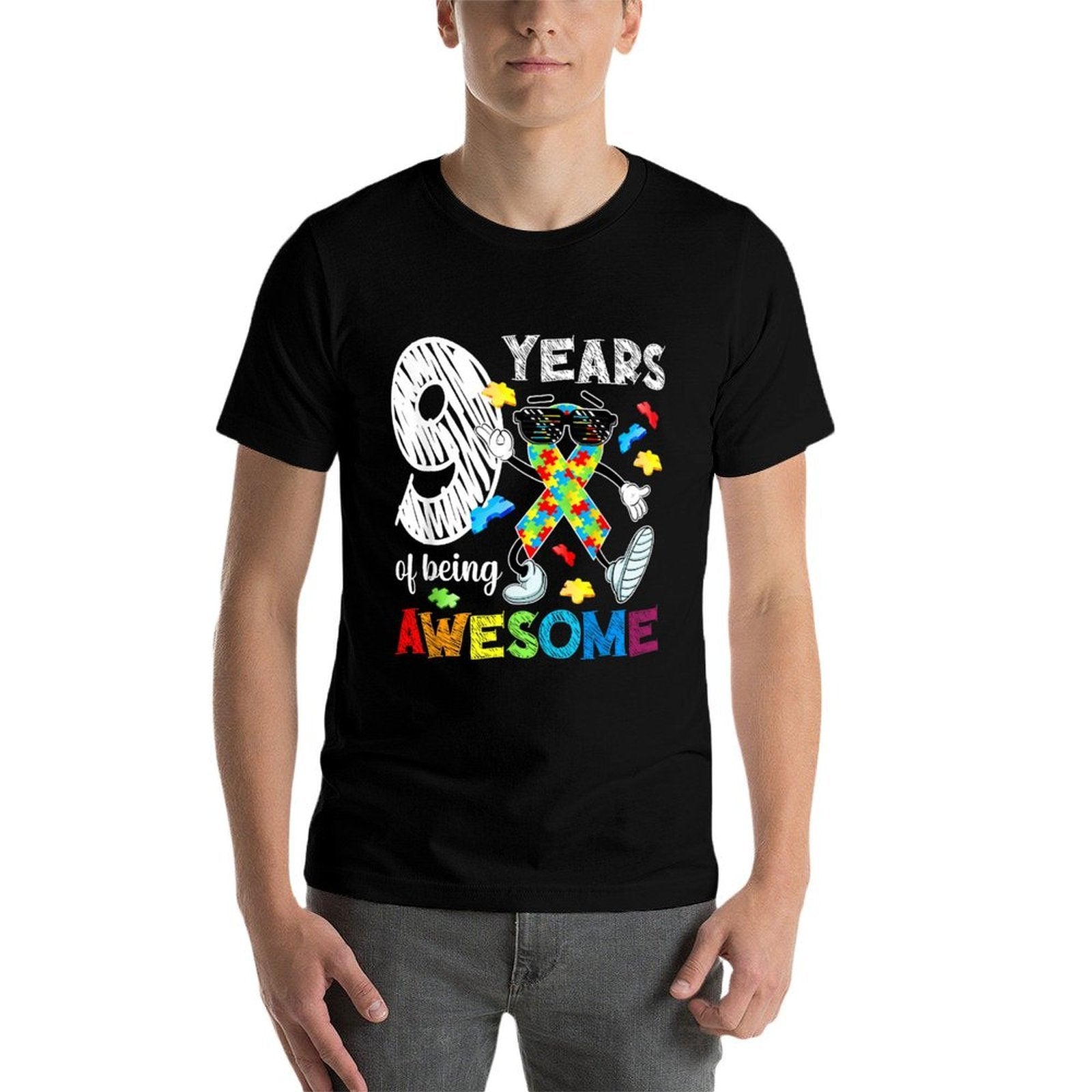 9th Autism Birthday Party Nine Year Old Autistic Boy  Stretchy T-Shirt