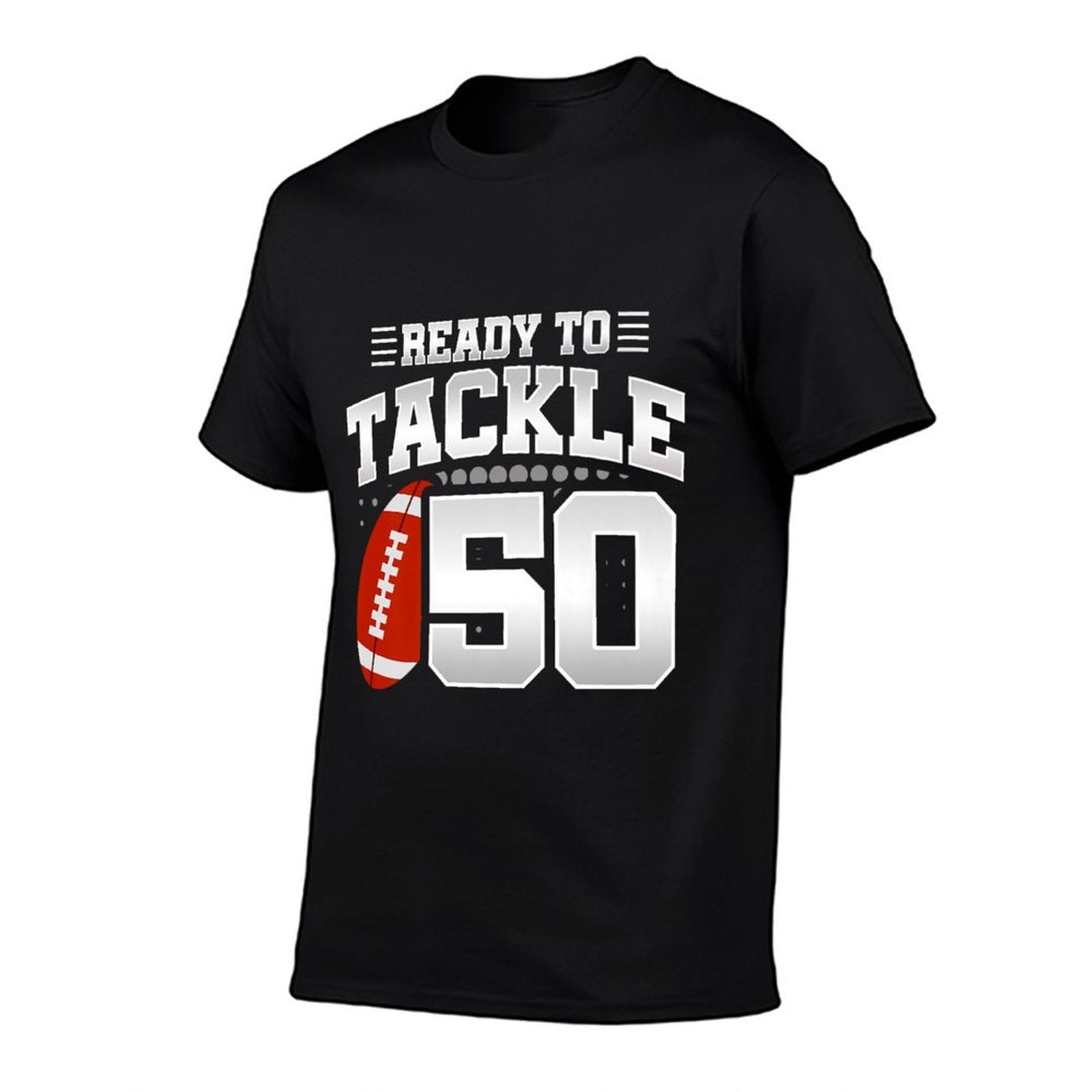 50th Birthday - Football Birthday Party - 50th Birthday Premium  Ribbed Collar T-Shirt