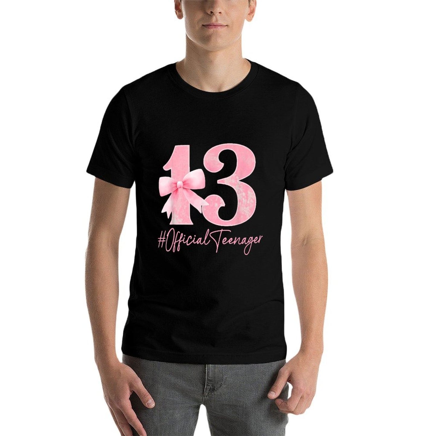 13th Birthday Coquette Bow Pink 13 Year Old Birthday Girl Odor-resistant T-Shirt