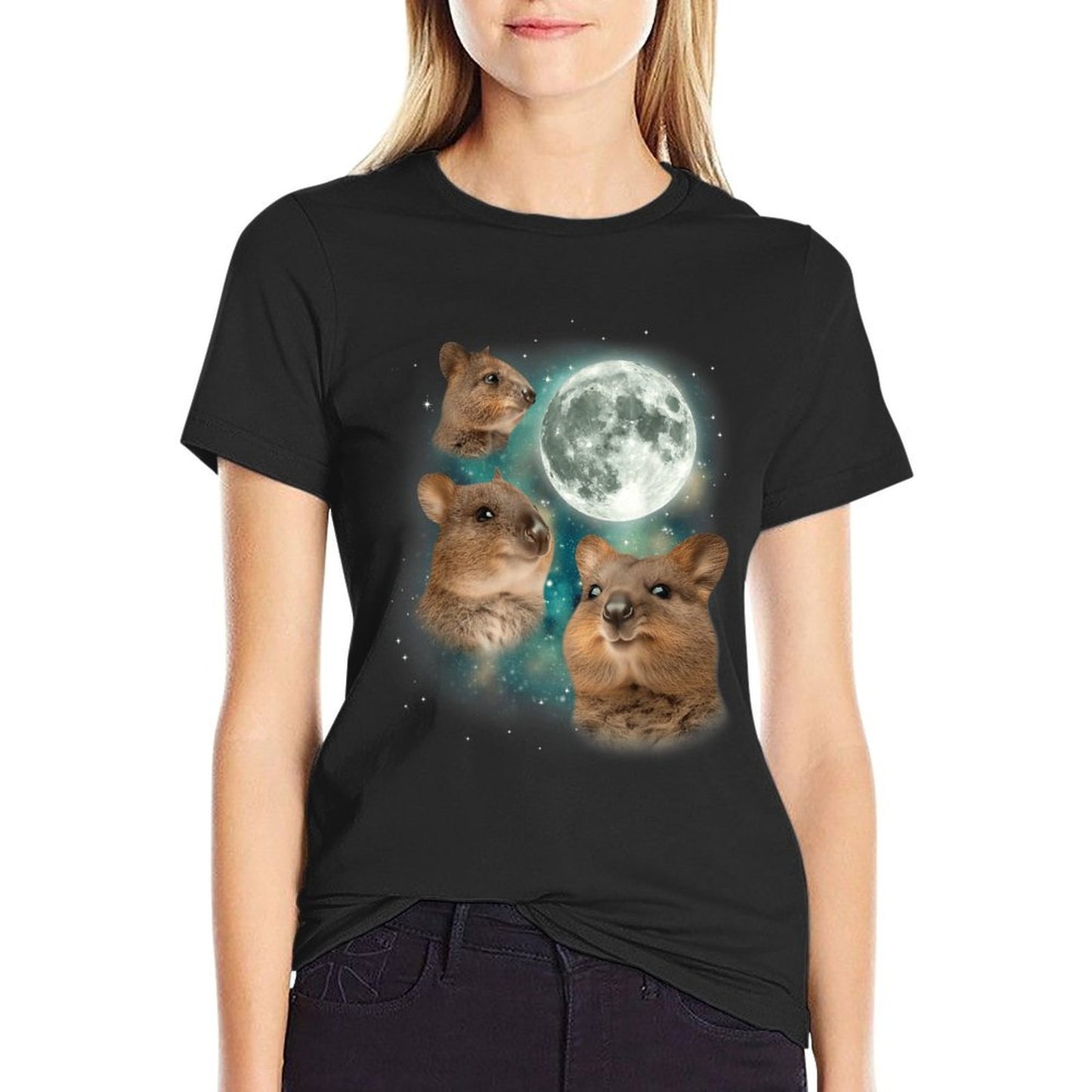 Three Quokka Moon 3 Quokka Funny Weird Cursed Meme Odor-resistant T-Shirt