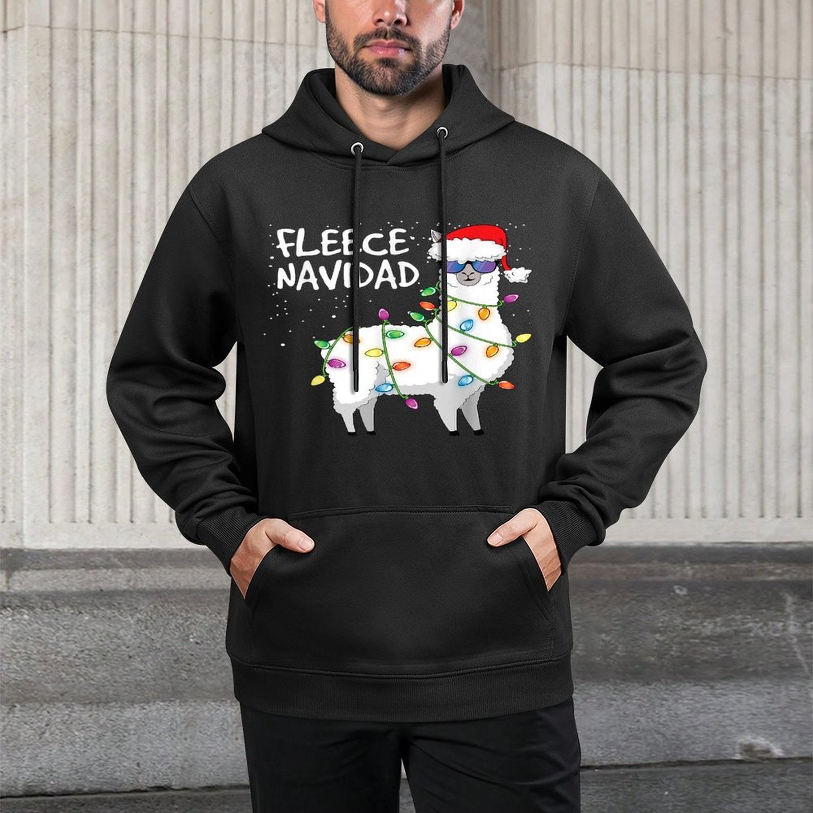 Fleece Navidad Funny Christmas Navidad Llama Versatile Streetwear Hoodie