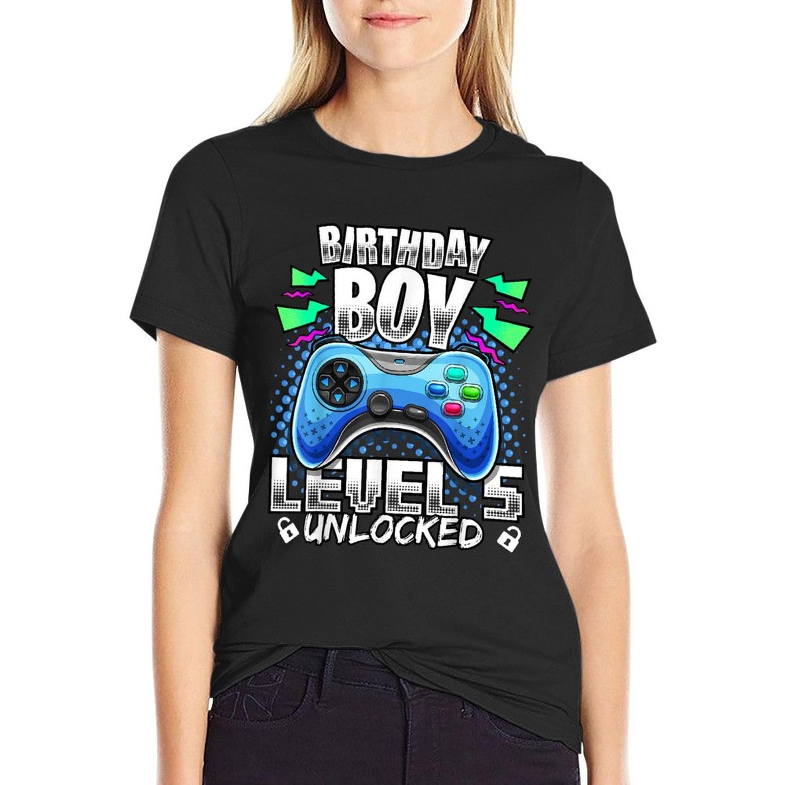 Level 5 Unlocked Video Game 5th Birthday Gamer Gift Boys  Polyester Blend T-Shirt