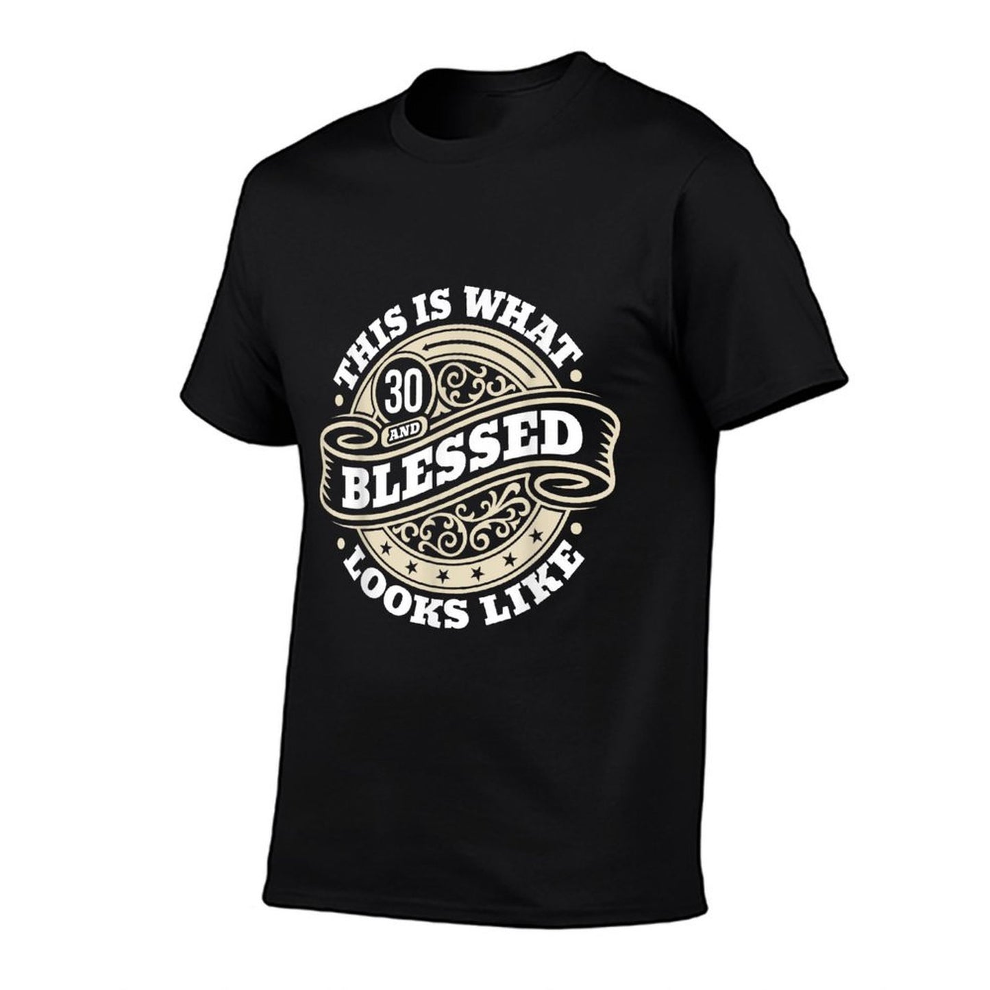 30th Birthday Age 30 Blessed I Religious 30th Birthday Oversized Silhouette T-Shirt