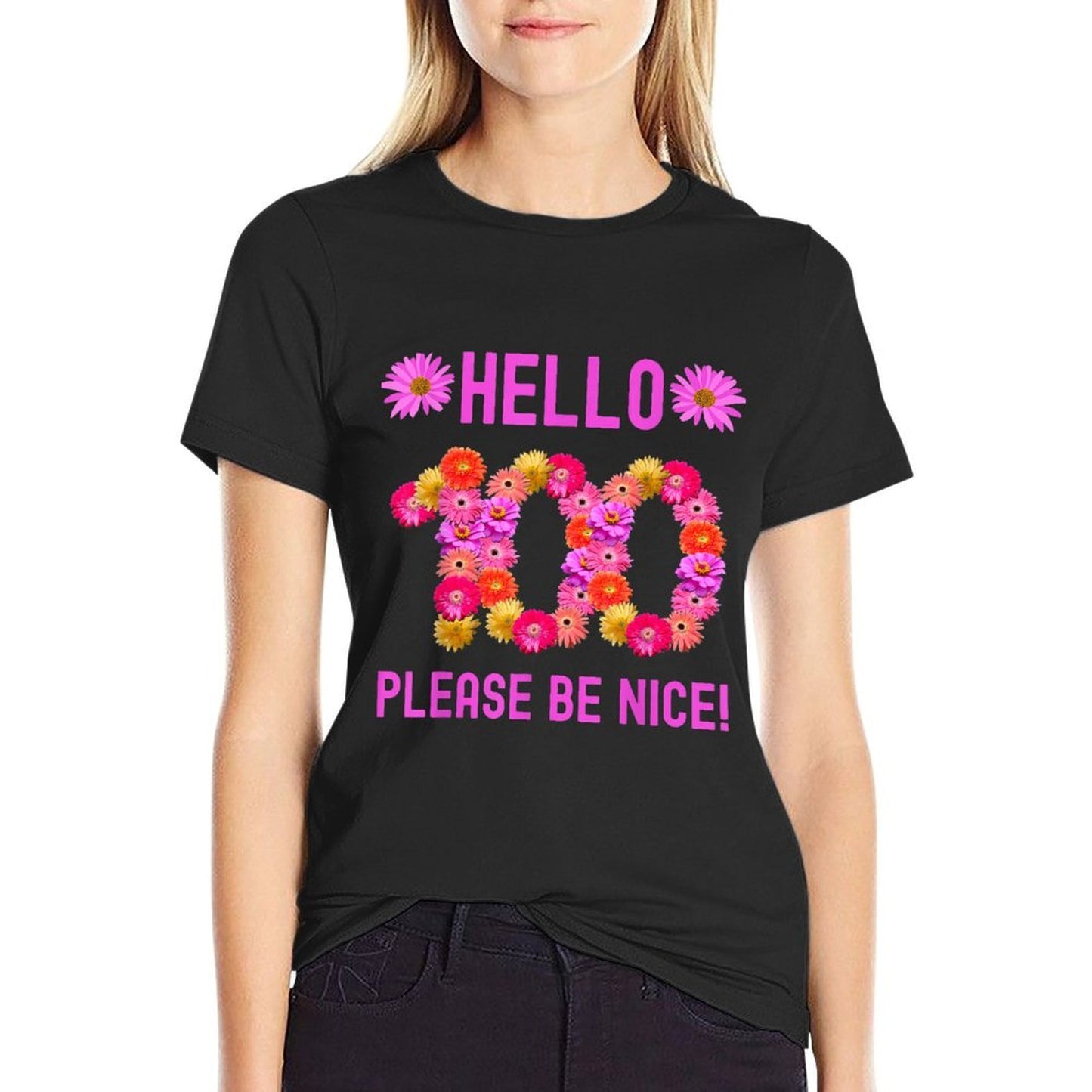 100 Year Old Birthday Flower Birthday Its My 100th Birthday Wrinkle-resistant T-Shirt