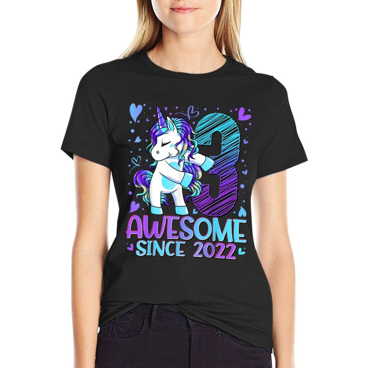 3 Year Old Unicorn Gifts For Girls 3rd Birthday Girl Party Wrinkle-resistant T-Shirt