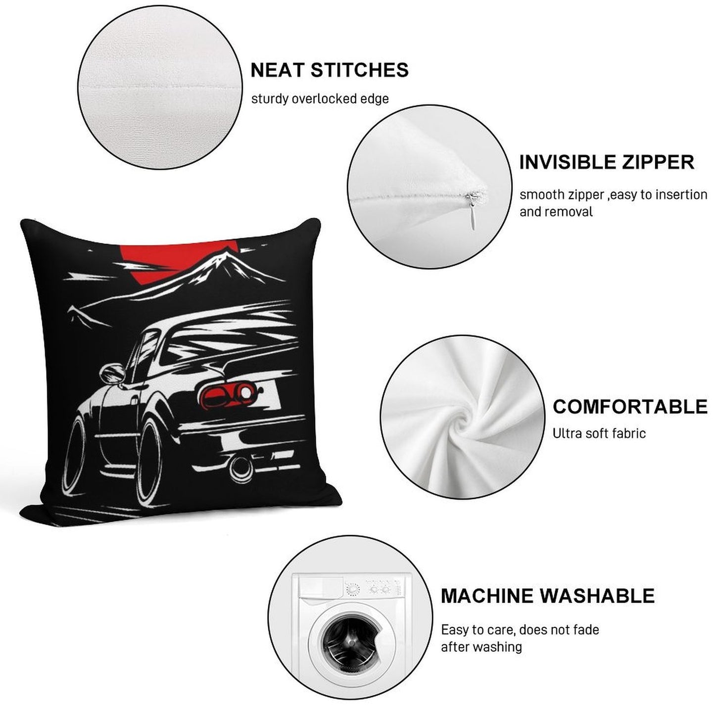 Mazda MX-5 Miata Soft High-Density Material Throw Pillow