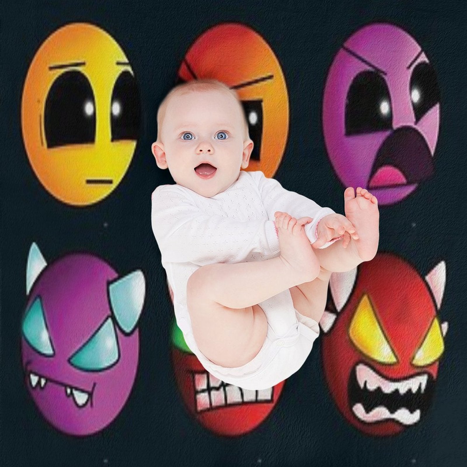 Geometry Dash Difficulty Demon Faces Lightweight Throw Blanket