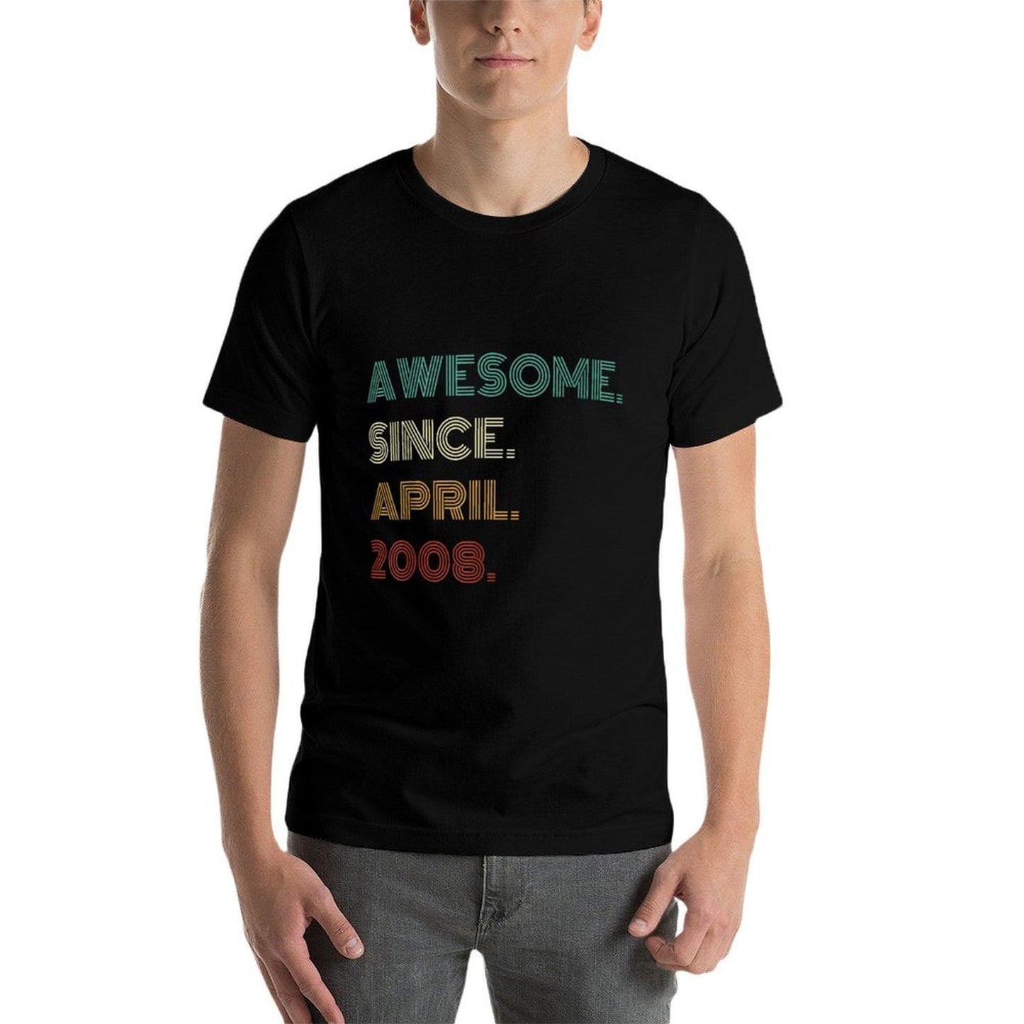 17 Years Old Awesome Since April 2008 17th Birthday Trendy Pattern T-Shirt