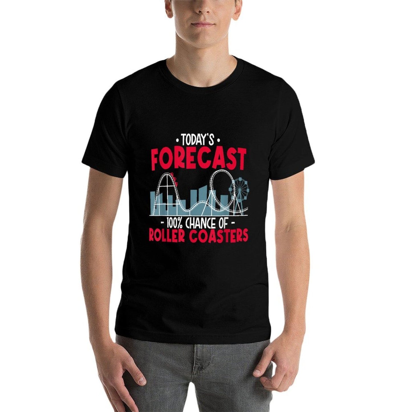 100 Chance Of Roller Coasters - Theme Park Carnival Ride Easy-care T-Shirt