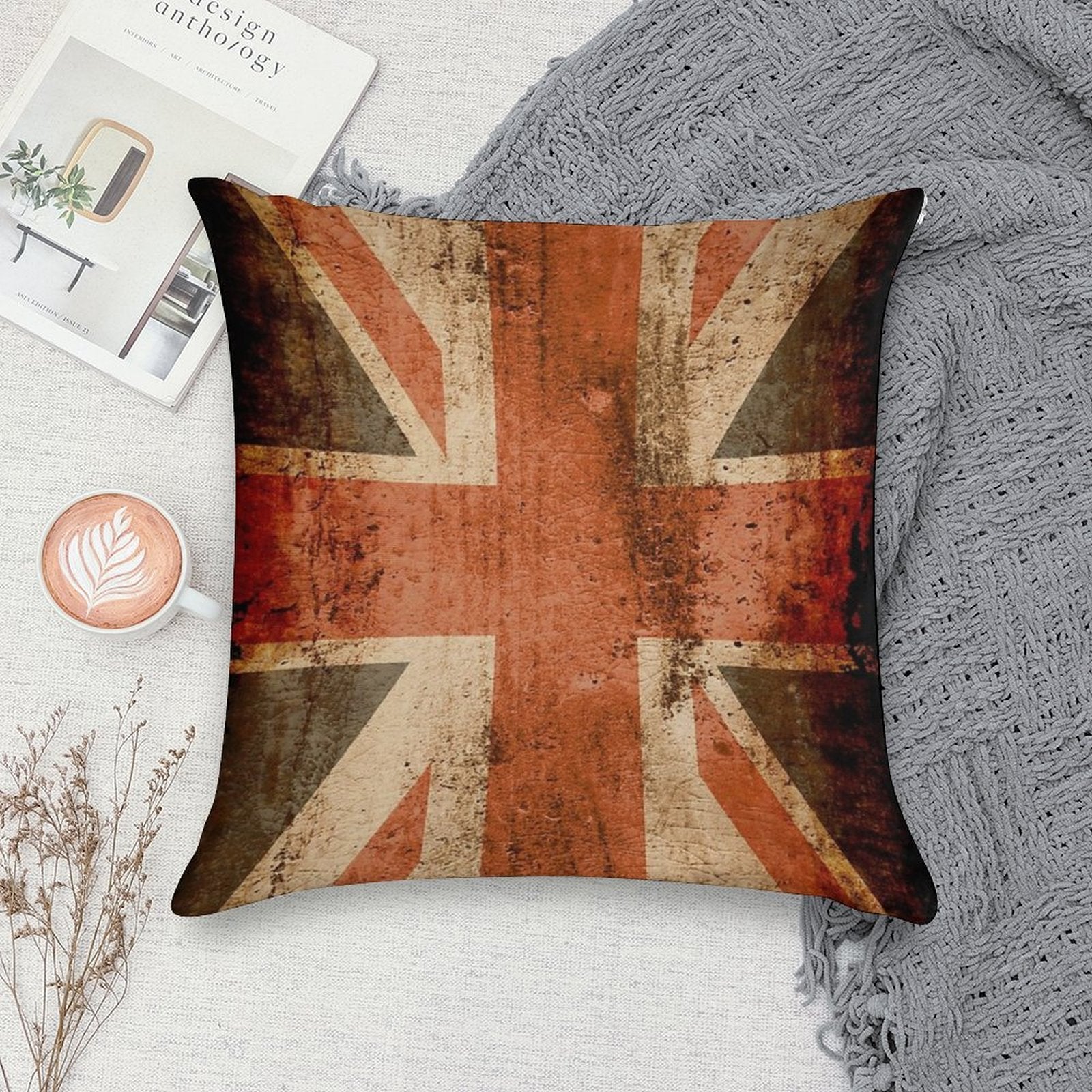 Distressed Union Jack, UK Flag, Great Britain Soft Luxury Feel Throw Pillow