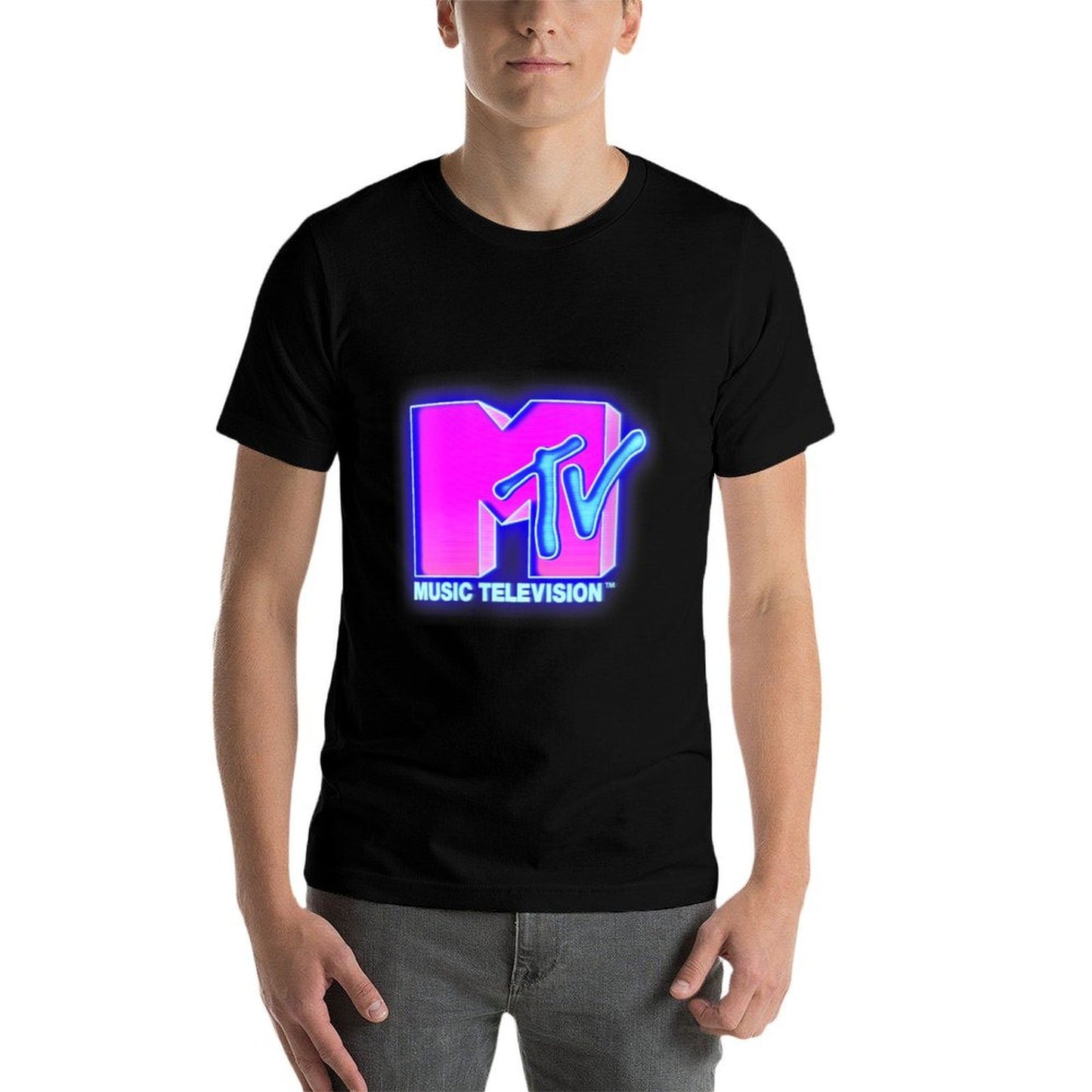 Womens MTV Bright Neon Glow Logo Retro Affordable Price T-Shirt