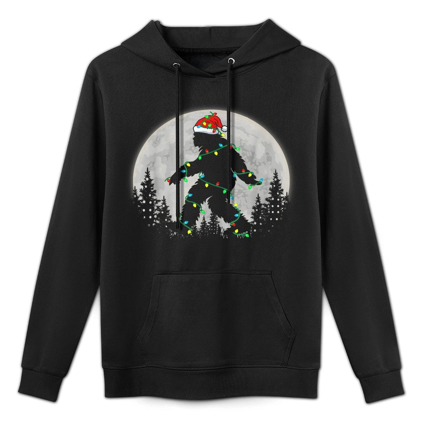 Santa Bigfoot Christmas Lights Rock Funny Sasquatch Believe Machine Washable Hoodie