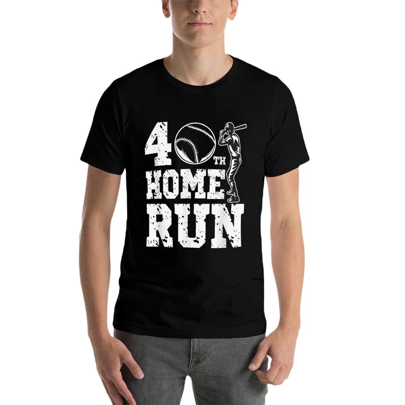 Funny Baseball 40th Home Run 40 Year Old 40th Birthday  Easy-care T-Shirt