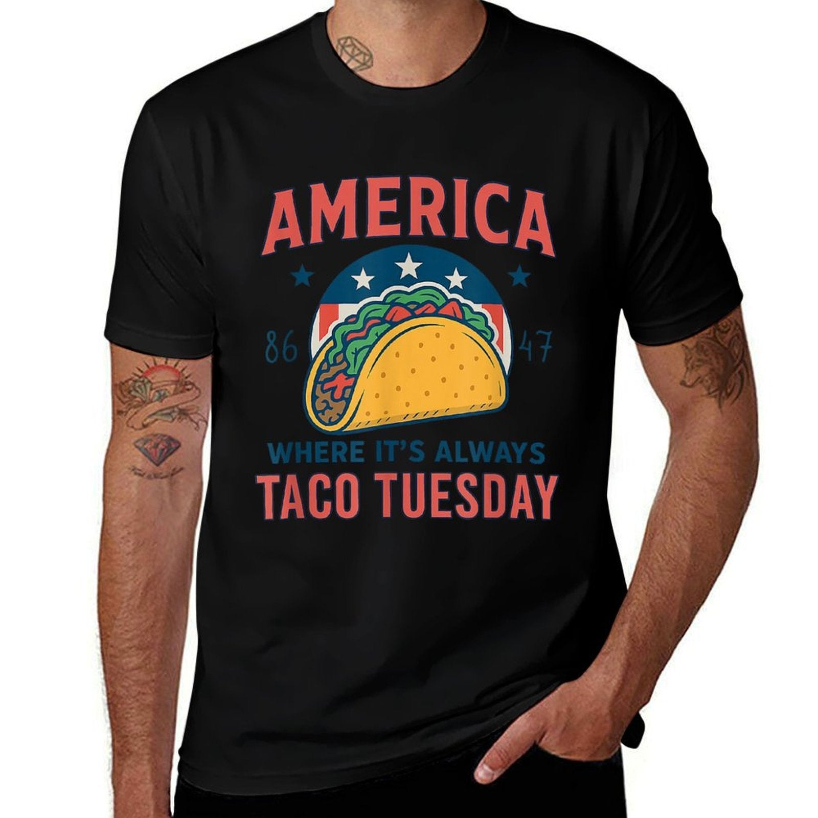 America Taco Tuesday Funny Patriotic 4th Of July Taco  Moisture-wicking T-Shirt