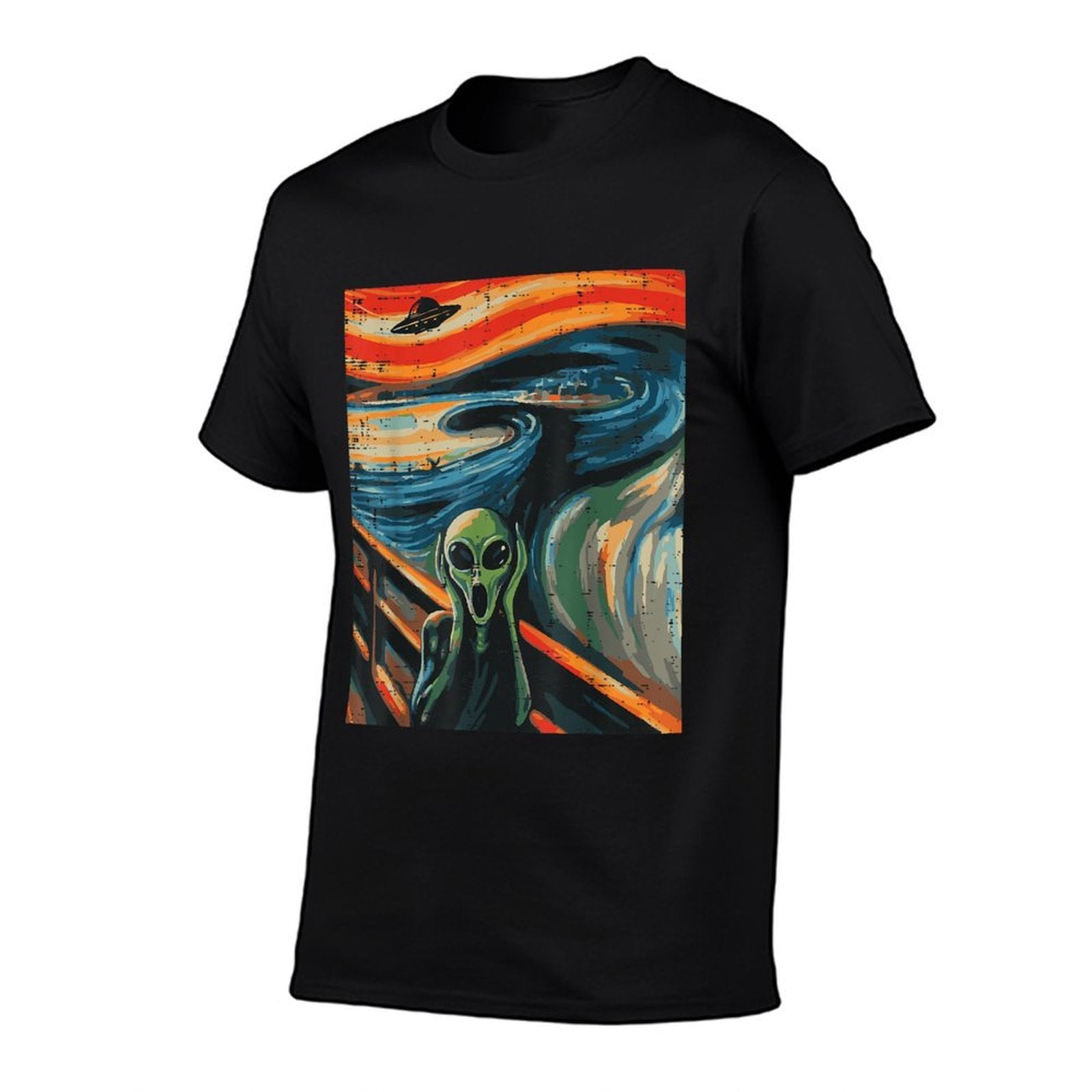 Alien Scream Painting Funny UFO Space Art Women Men Kids  Fade-proof Color T-Shirt