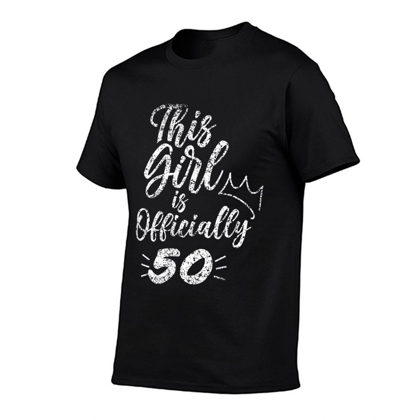 This Girl Is Officially 50 Fifty 50Th Fiftieth Cute Birthday Ribbed Collar T-Shirt