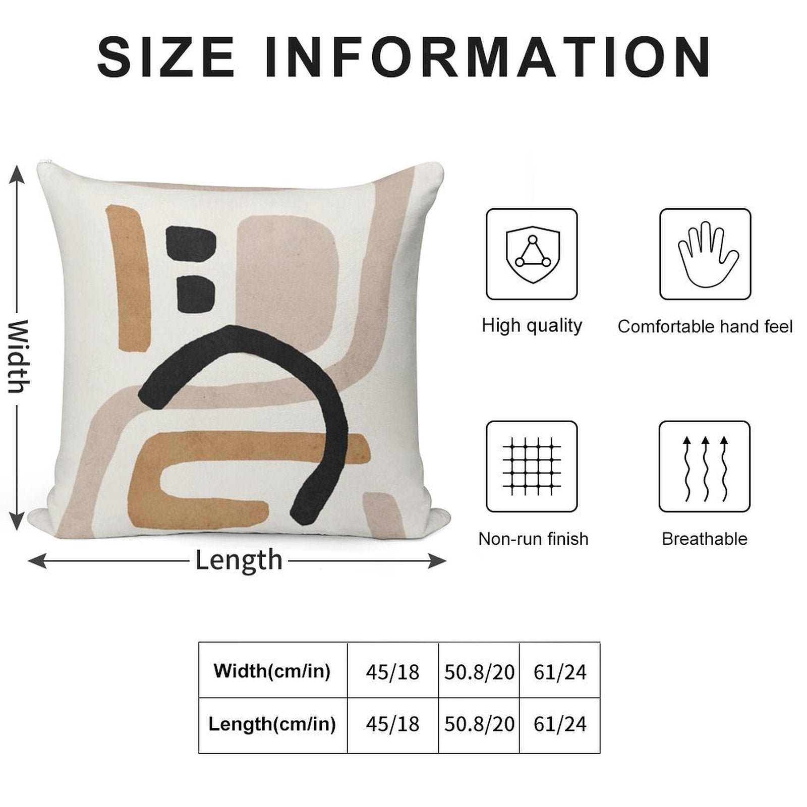 Abstract Shapes Art, Mid Century Modern Art Soft Anti-Pilling Throw Pillow