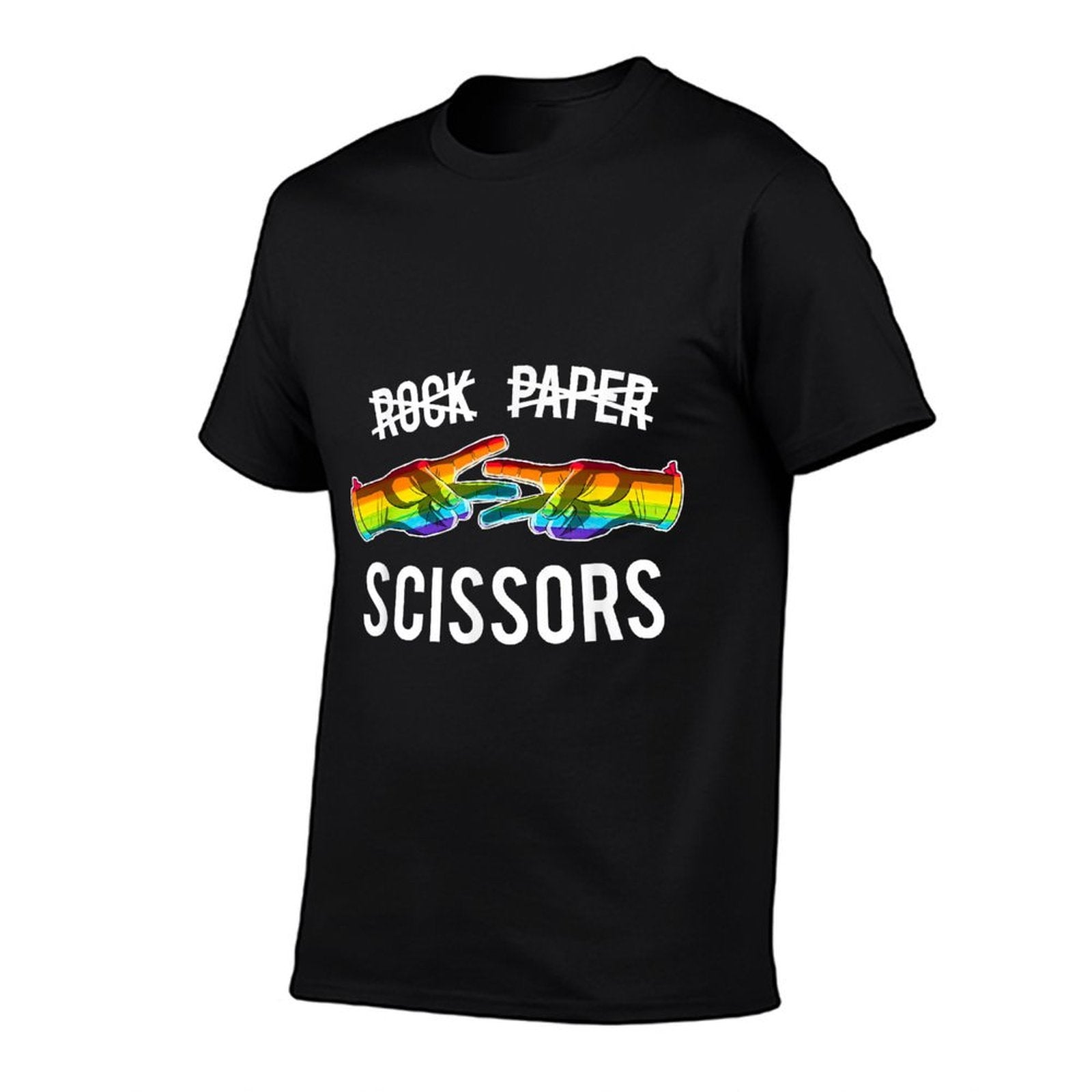 Rock Paper Scissors Lesbian Pride Rainbow LGBT  Polyester Blend T-Shirt