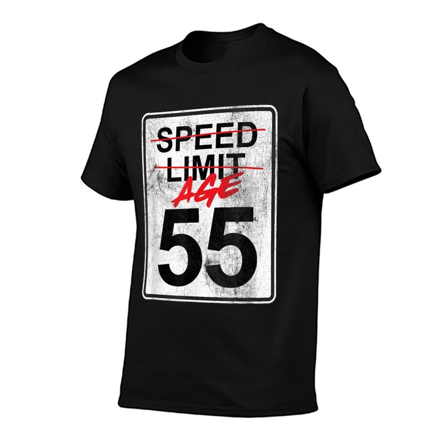 Speed Limit Sign Age 55 Funny 55th Birthday Design Ribbed Collar T-Shirt