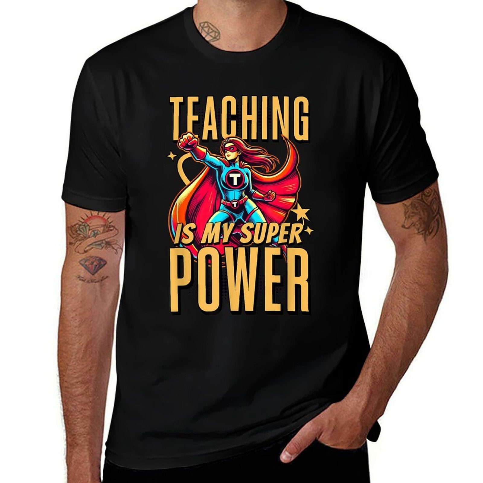 Teaching Is My Super Power - Superhero Teacher Men Women Kids  Versatile T-Shirt