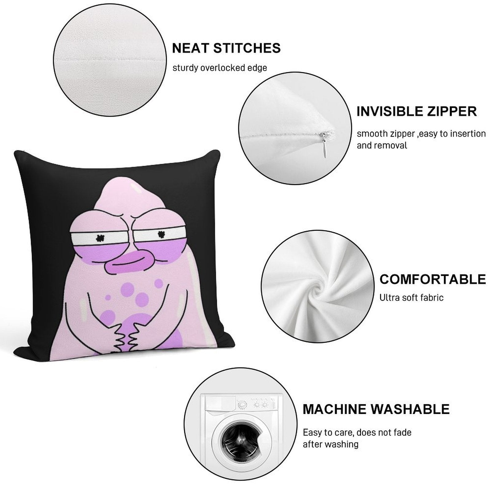 The Pupa Soft Hidden Zipper Throw Pillow