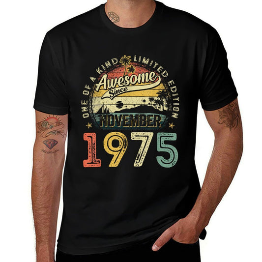 50 Years Old Vintage November 1975 Retro 50th Birthday Men  Relaxed-fit T-Shirt