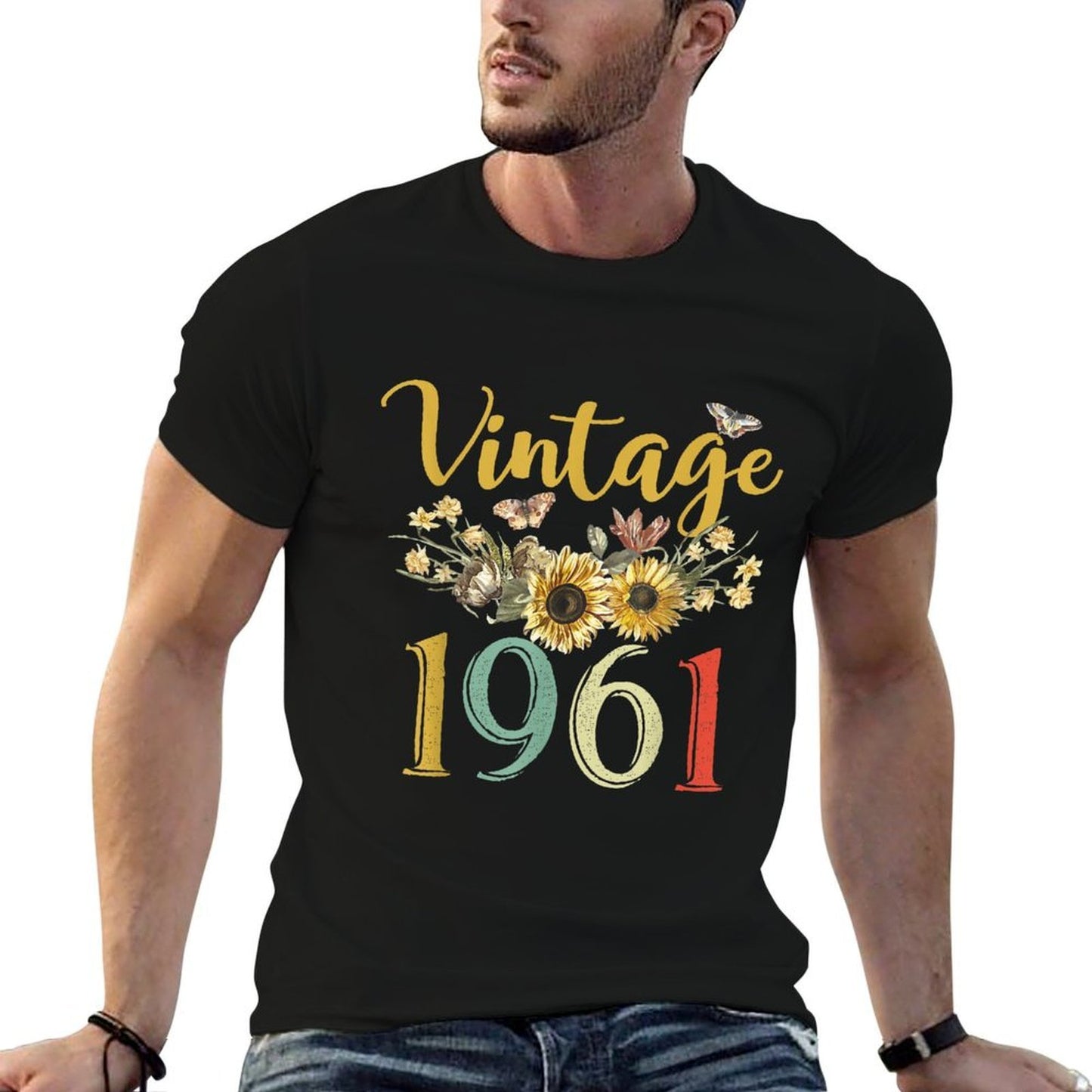 Vintage 1961 Sunflower 64th Birthday Awesome Since 1961 Affordable Price T-Shirt
