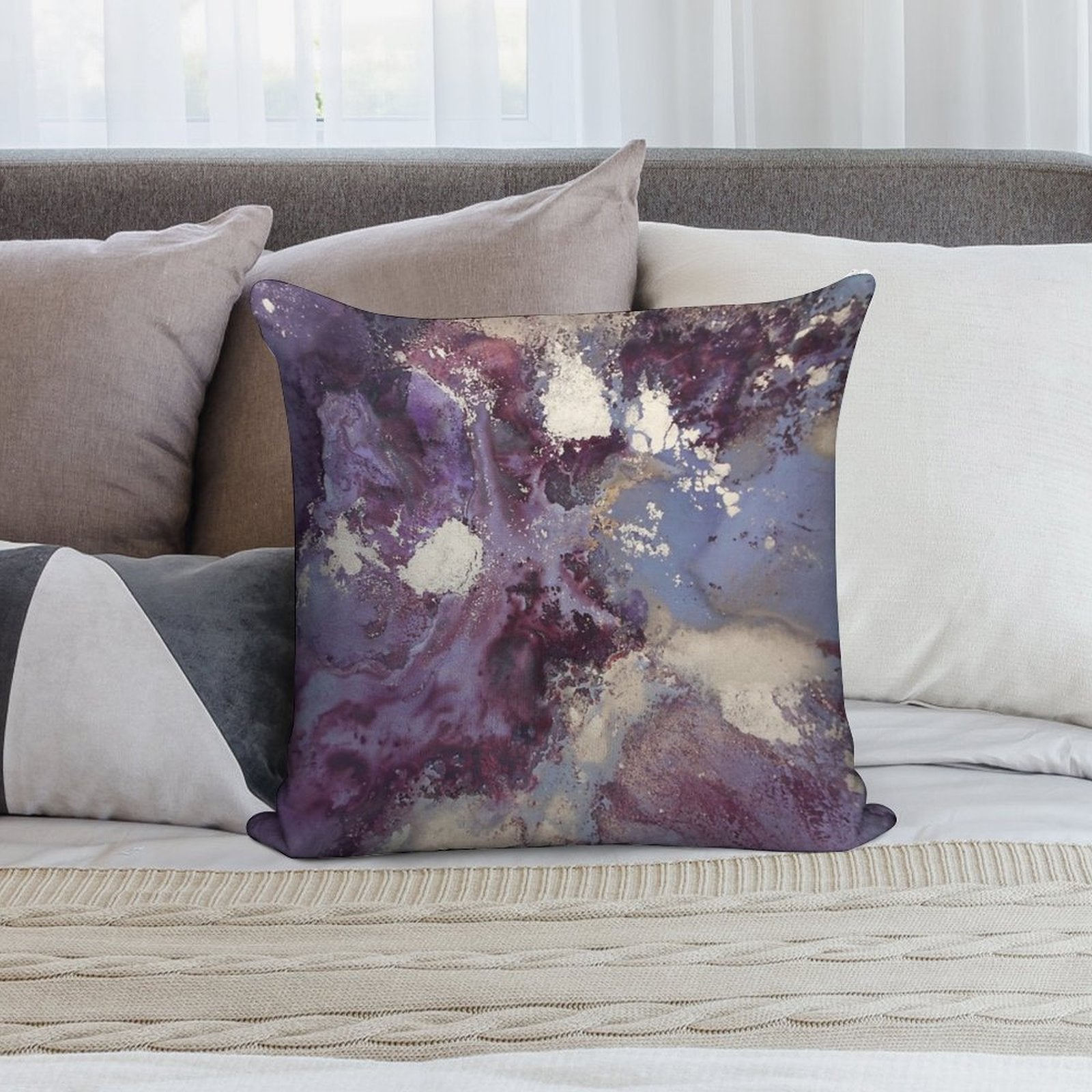 Abstract Fluid Art Eggplant Soft Style Accent Throw Pillow