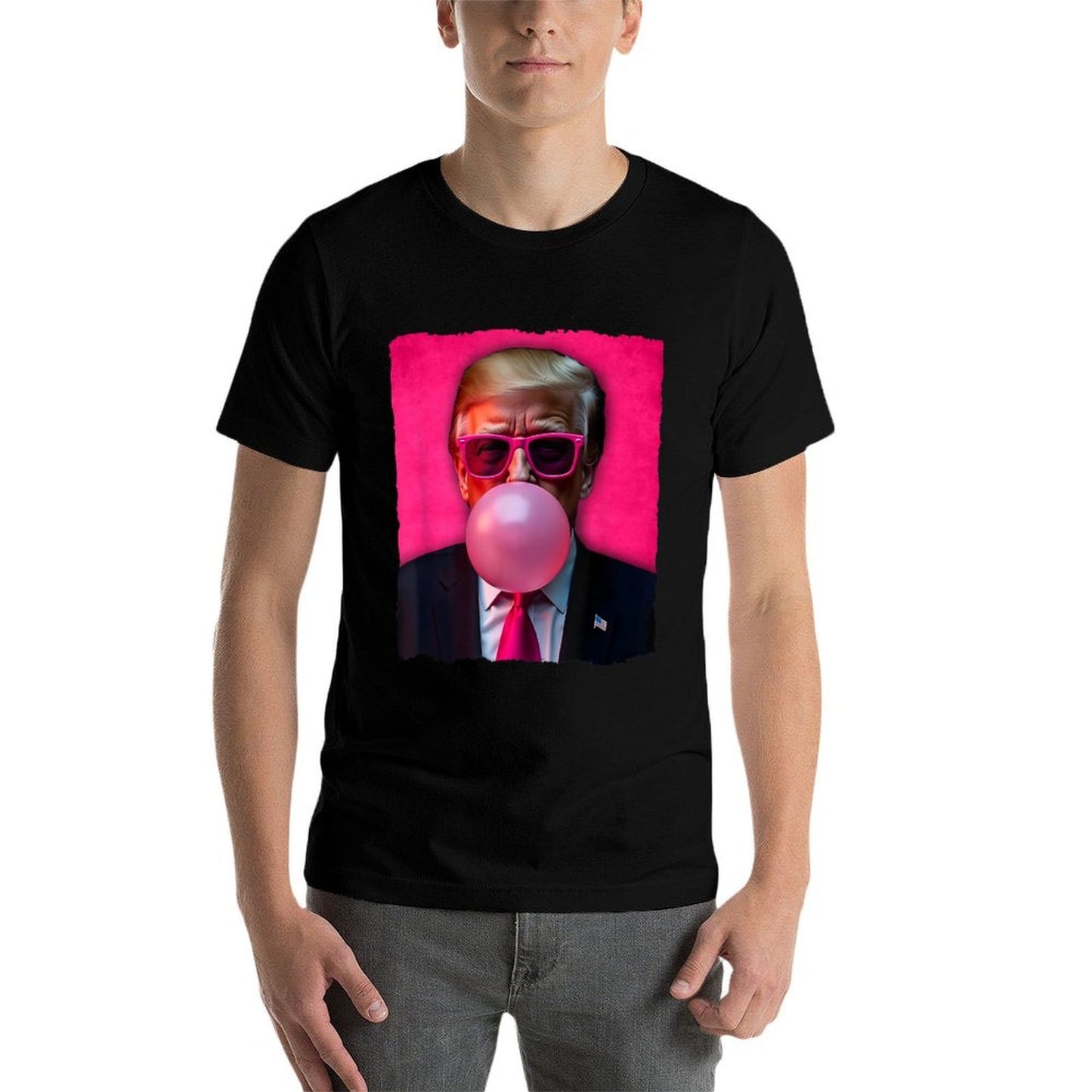 Trump Bubble Gum Pink Sunglasses Funny Summer-ready Fabric T-Shirt