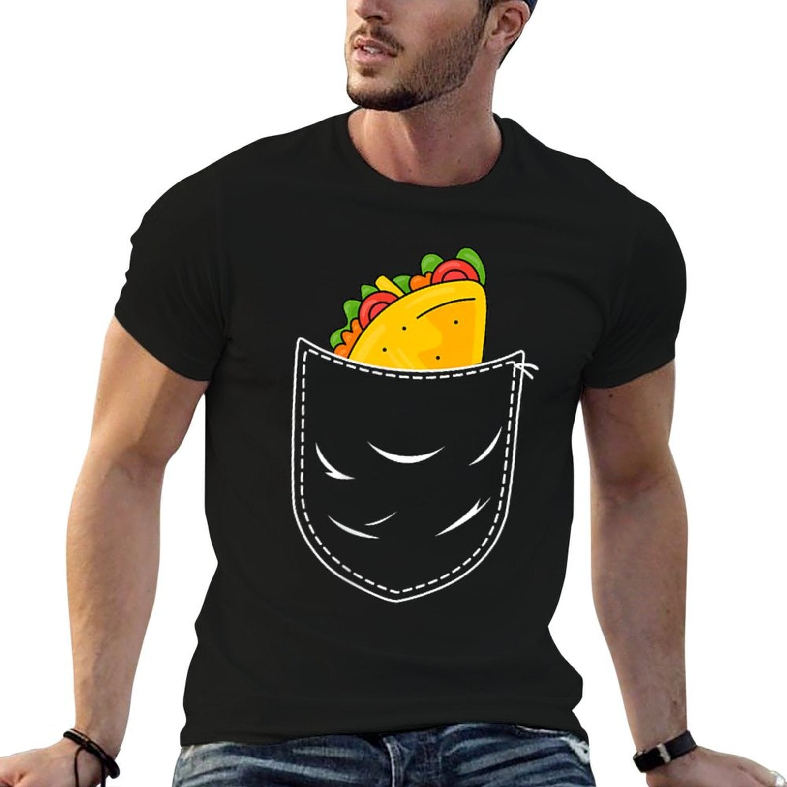 Funny Tacos Pocket Cinco De Mayo Mexican Food Eco-friendly Material T-Shirt