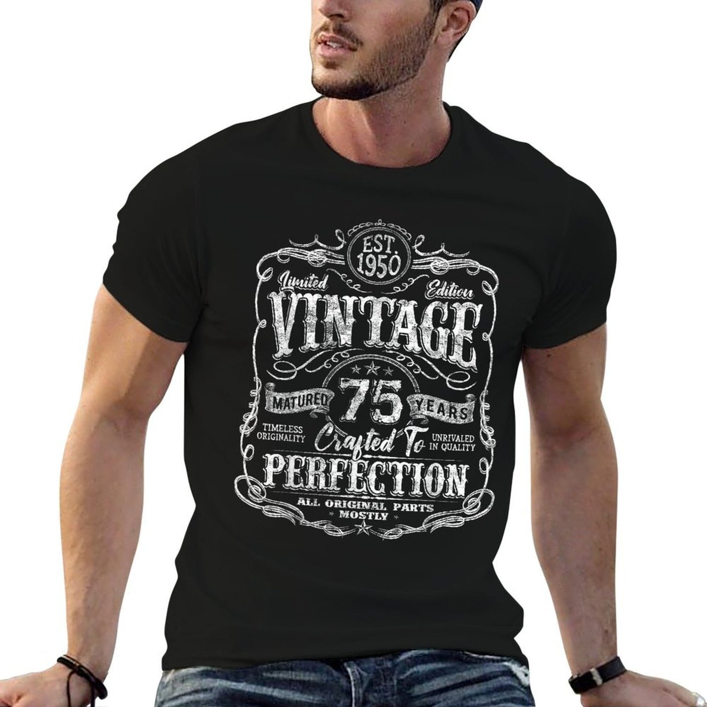 Vintage 1950 Limited Edition 75 Year Old 75th Birthday Stretchy T-Shirt