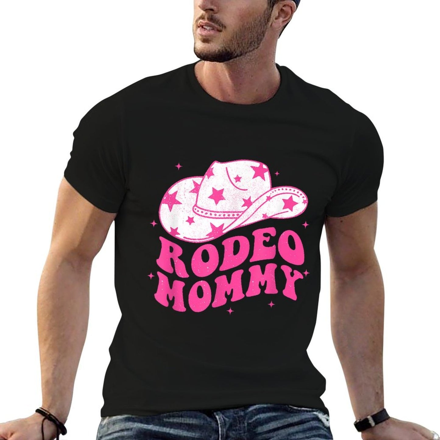 Rodeo Mommy Pink Cowgirl Western Rodeo Family Matching Oversized Silhouette T-Shirt