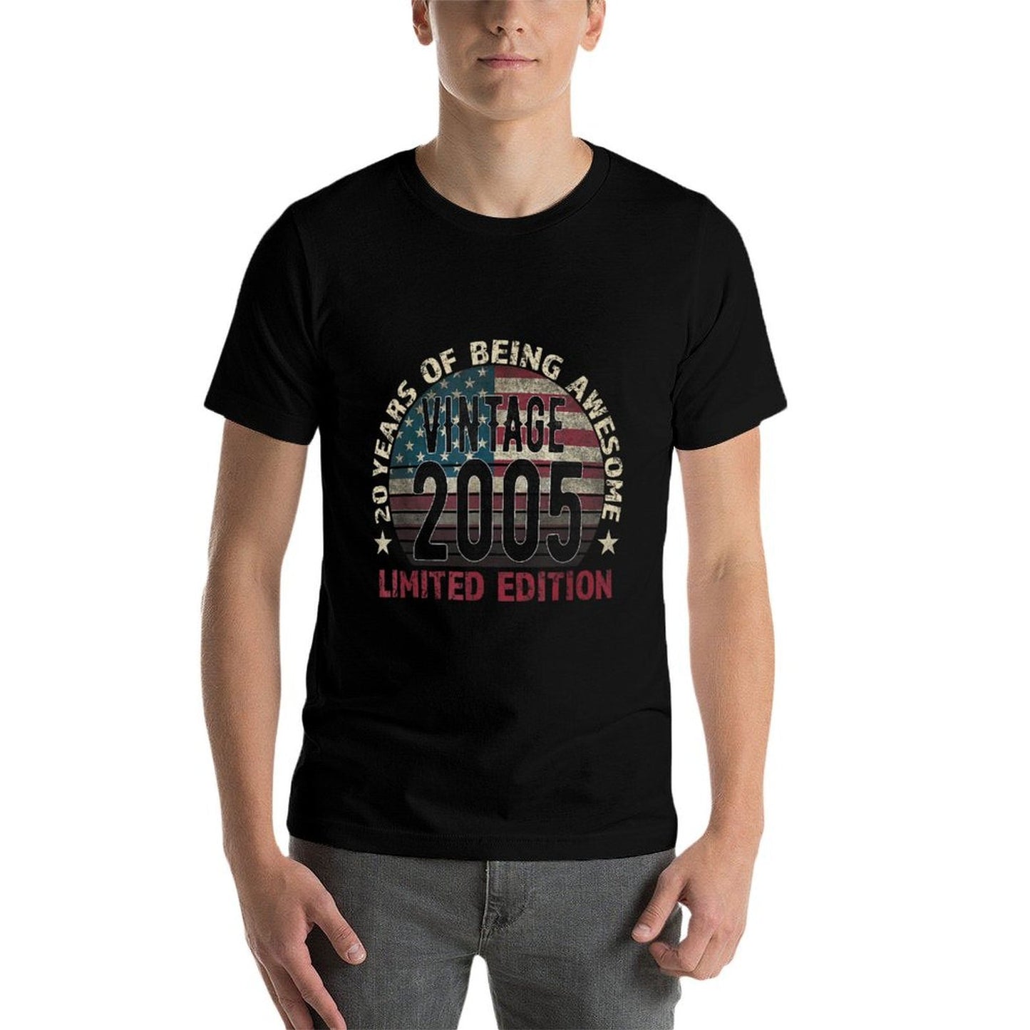 20th Birthday Gift Men Vintage Born 2005 Turning 20 Year Old Breathable T-Shirt