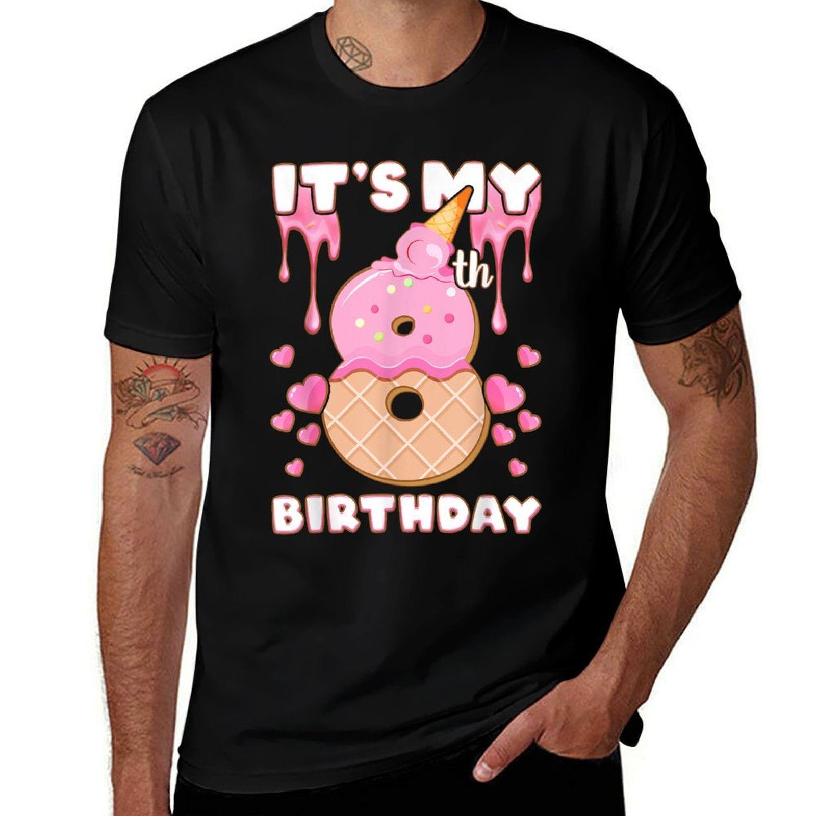 Birthday, Girl 8 Years, Ice Cream, It's My 8th Birthday Eco-friendly Material T-Shirt