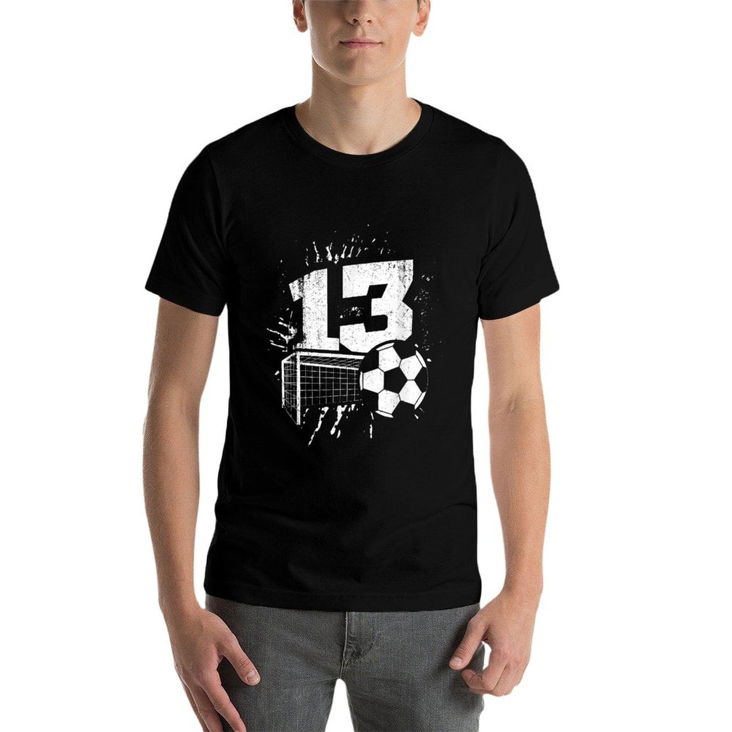 13th Birthday Boy Soccer Player Football 13 Years Old Stretchy T-Shirt