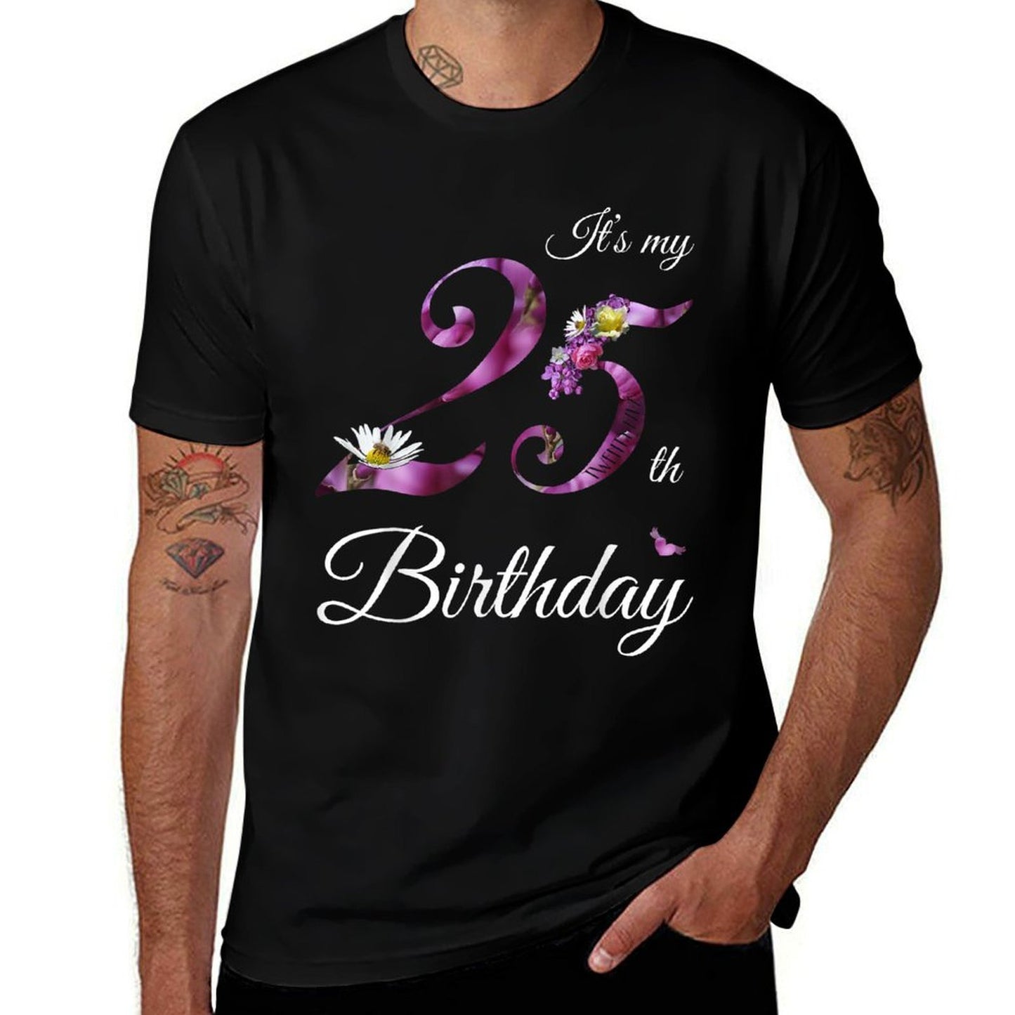25 Year Old Floral 1998 It's My 25th Birthday Gift Oversized Silhouette T-Shirt
