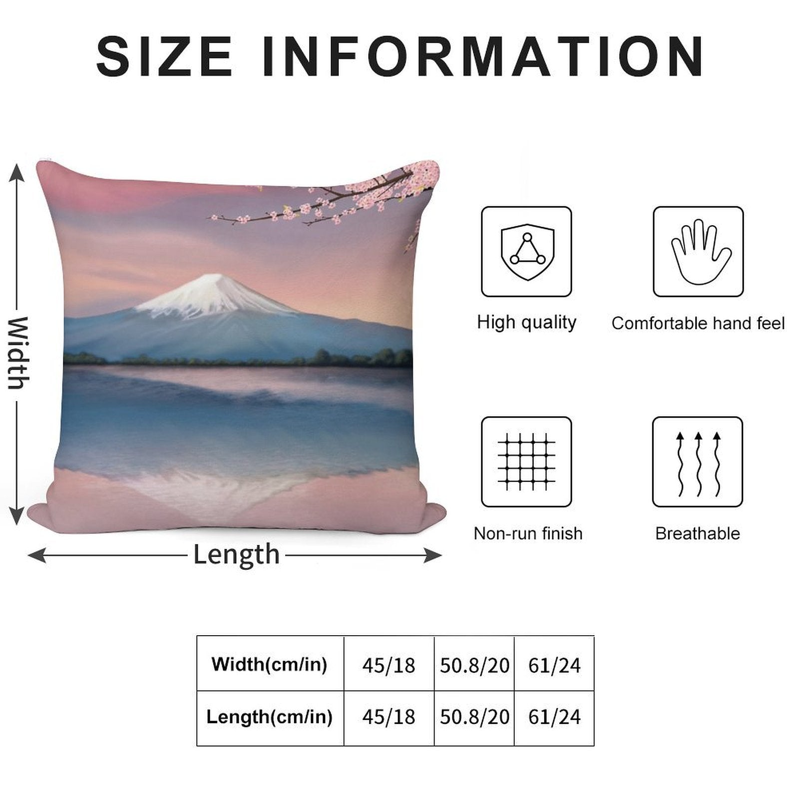 Mt Fuji with Cherry Blossoms Soft Decorative Cover Throw Pillow