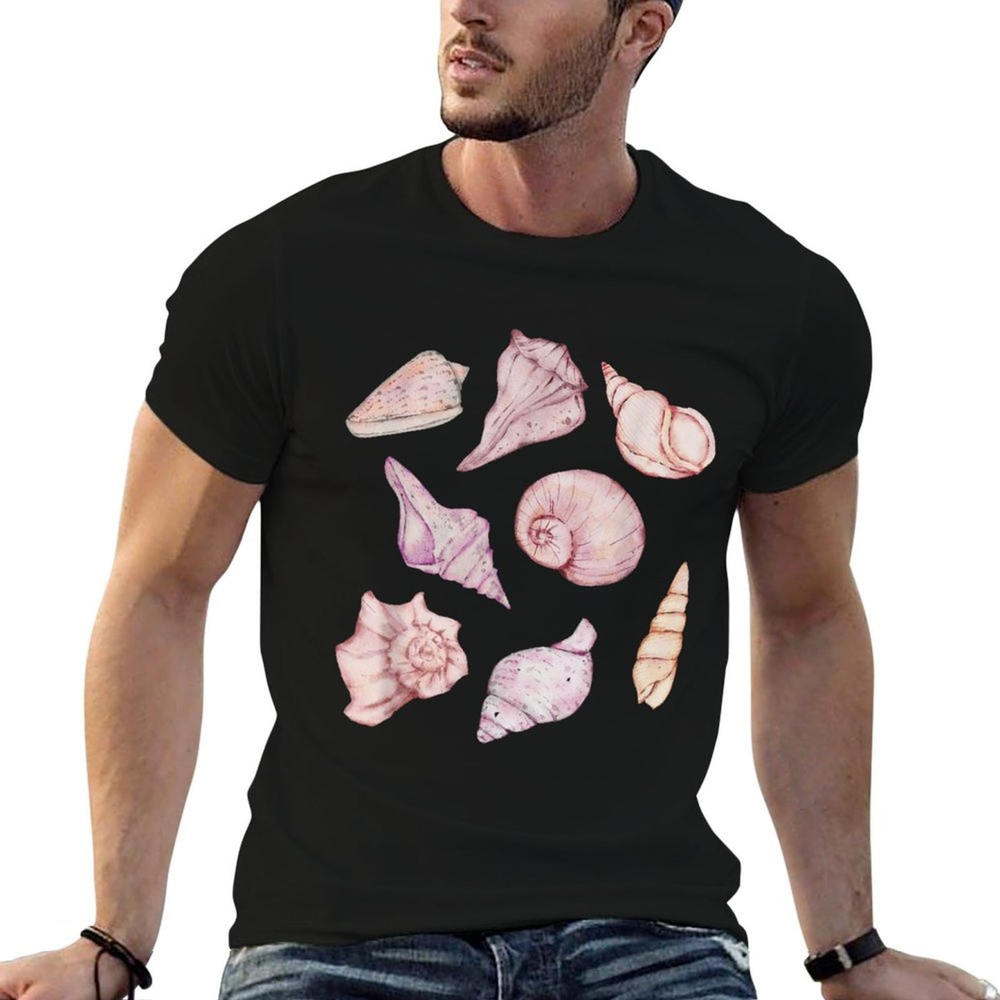 Sea Shell Beach Seashells Shelling Pastel Watercolor Graphic-printed T-Shirt
