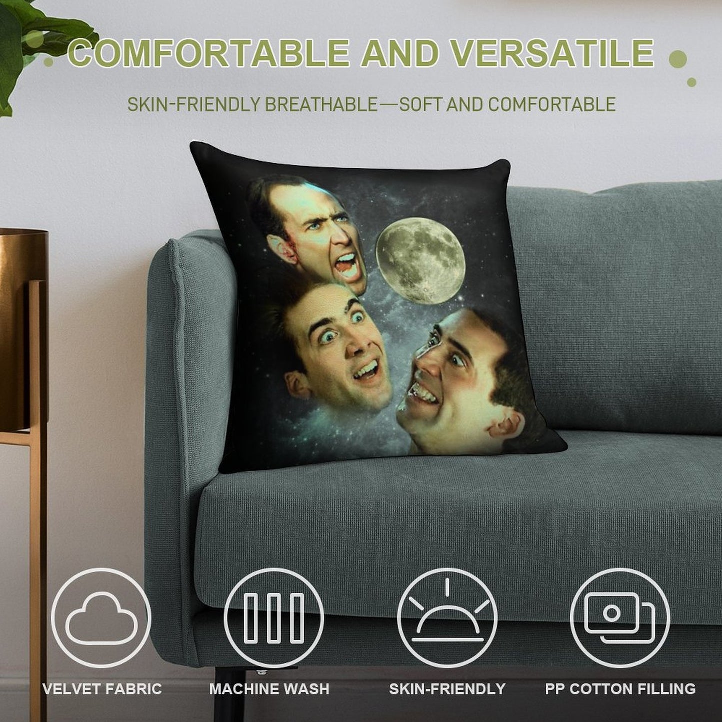 Three Cage Moon Soft Easy Maintenance Throw Pillow