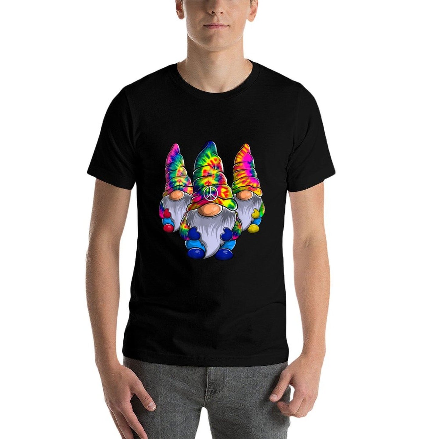 Three Hippie Gnomes Peace Gnome Funny Retro Tie Diy Design Soft T-Shirt