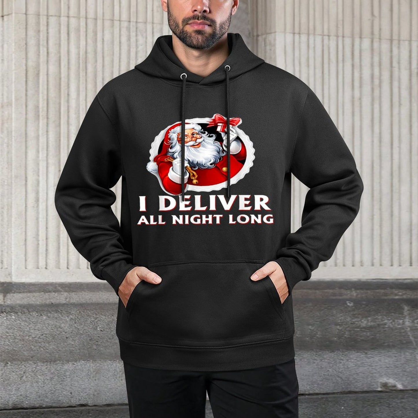 Santa I Deliver All Night Long Funny Christmas Adjustable Hood Hoodie