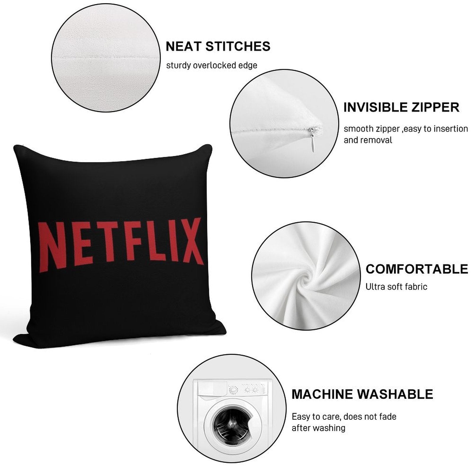 NETFLIX Soft Bedroom Essential Throw Pillow