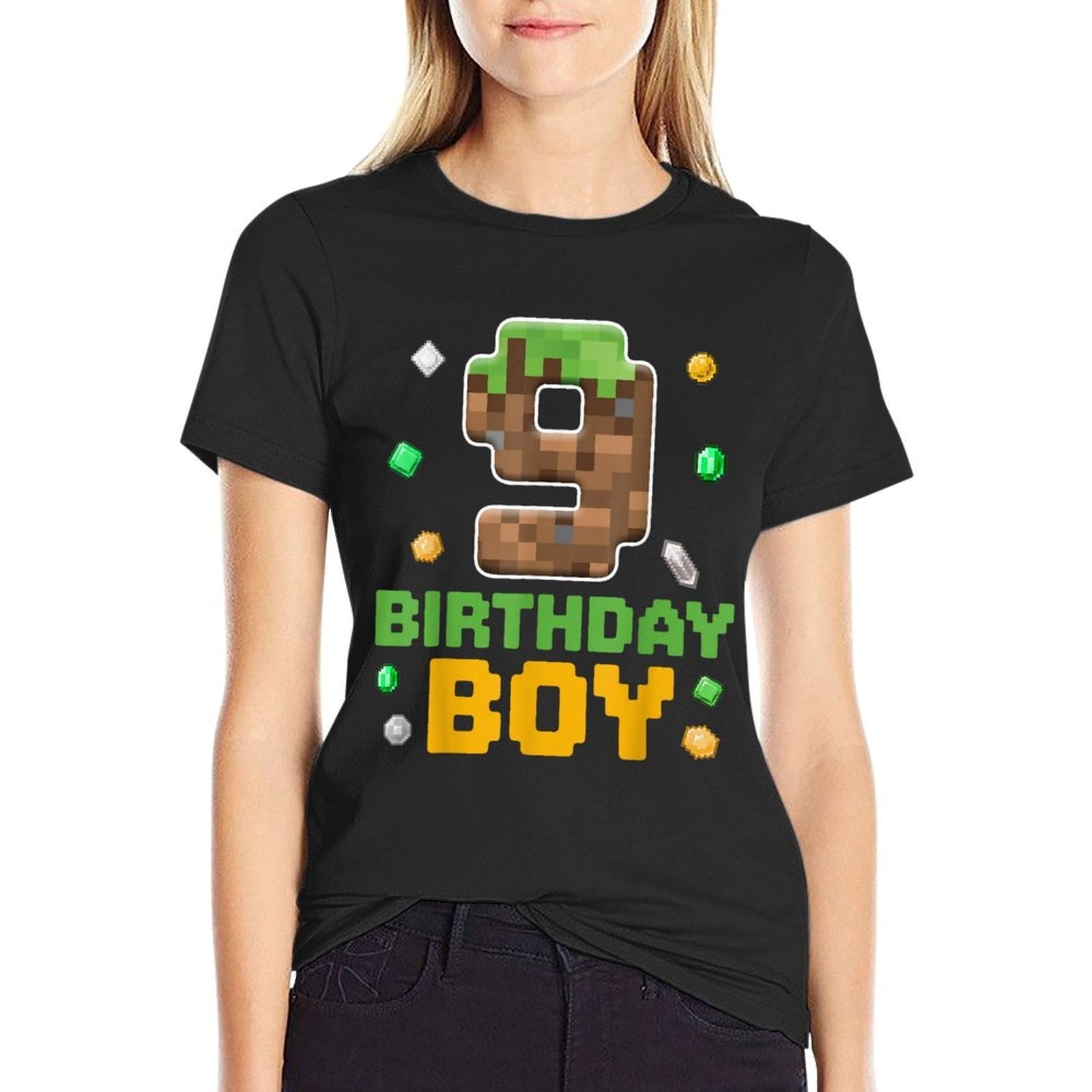 9th Birthday 9 Years Old Video Gamer Pixel Birthday Boys  Moisture-wicking T-Shirt
