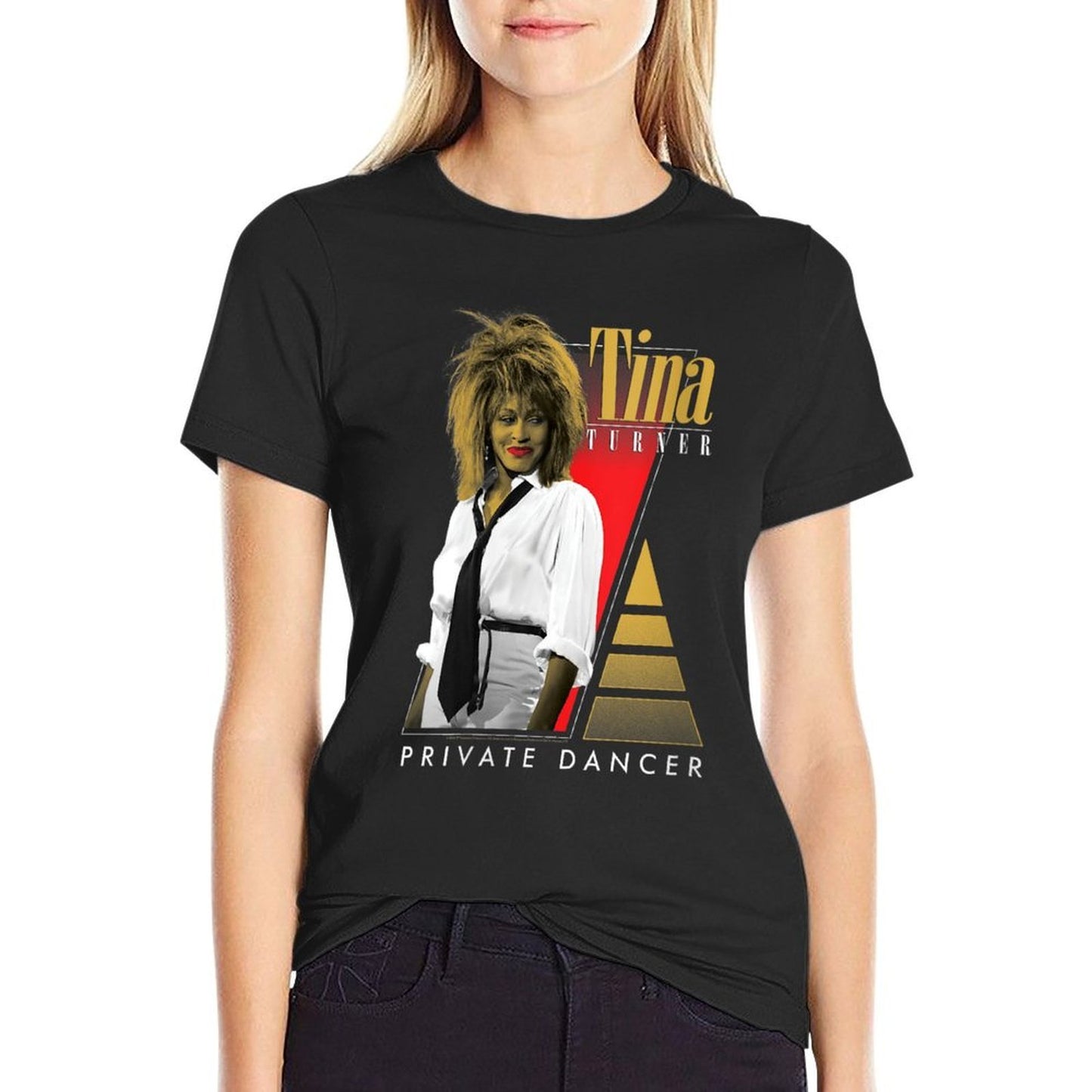 Womens Tina Turner Private Dancer Geometric Shapes Tagless Design T-Shirt