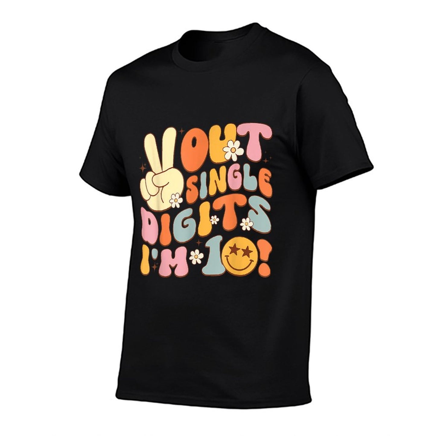10th Birthday Peace Out Single Digits I'm 10 Groovy High-quality Stitching T-Shirt